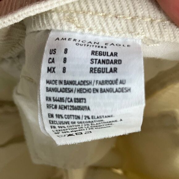 American eagle cream stretch corduroy mom jeans size 8 #718 - Picture 10 of 12